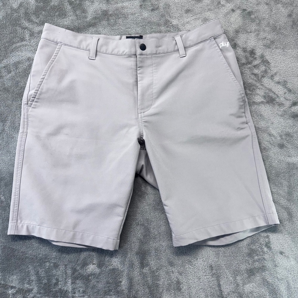 Plyr Golf Shorts Lightweight Performance Flat Front Gray Size 32